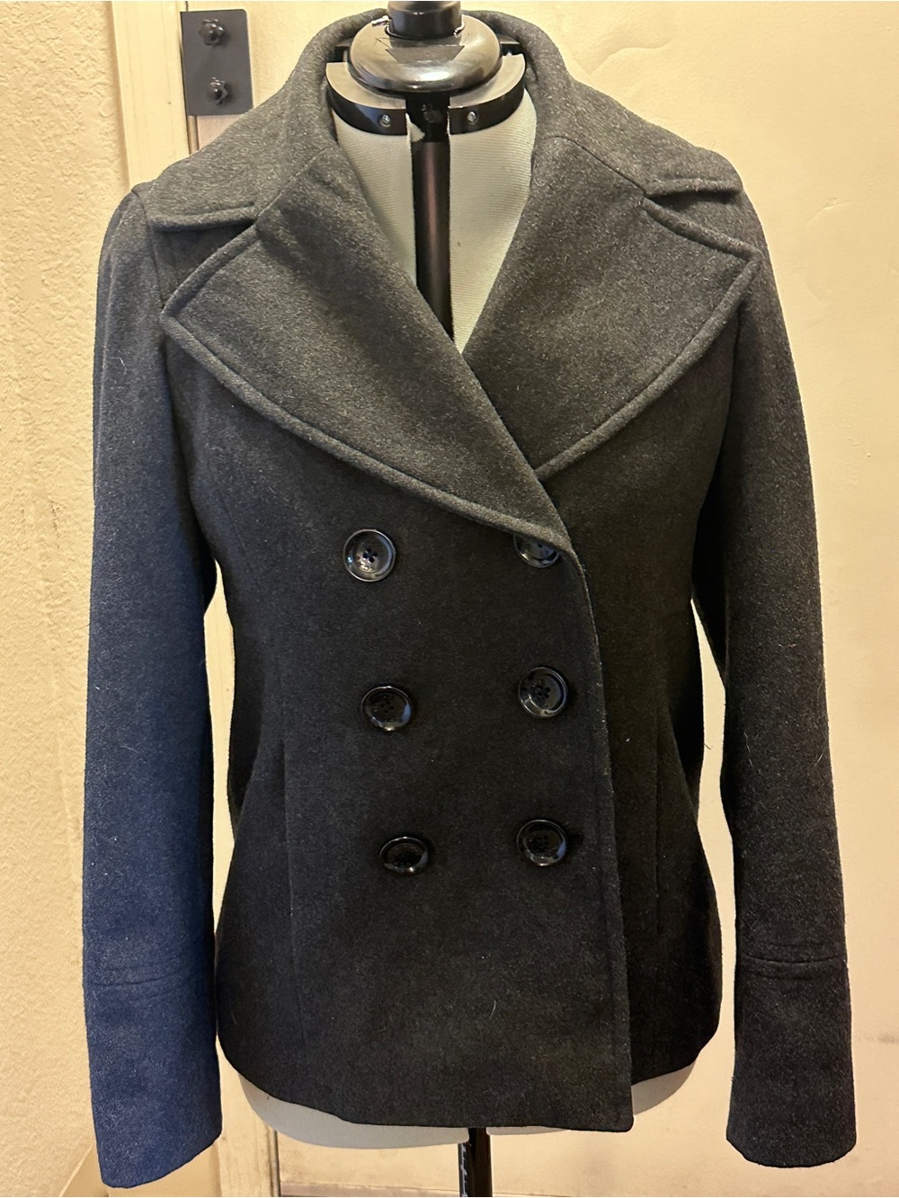 Michael Kors Double-Breasted Wool Blend Peacoat - gray